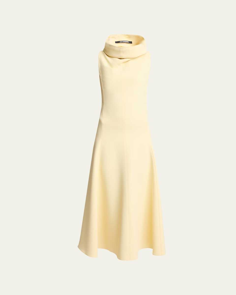 La Triangle Cowl-Neck Sleeveless Ankle Dress